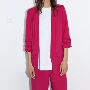 Hot Pink Zara Blazer with Turn-Up Sleeves